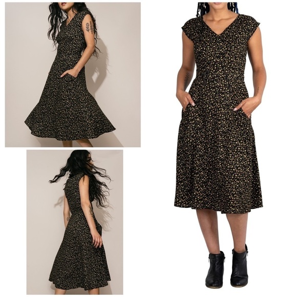 Field Day Xena Rose Bud Floral Small Batch Made in USA Women Owned Midi Dress XS - Picture 1 of 15